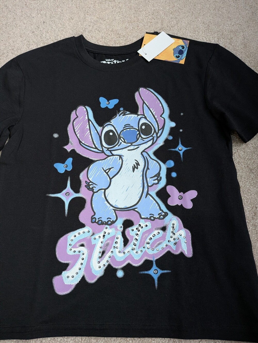 Disney Stitch Graphic Bedazzled Rhinestone Tee